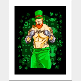 Irish MMA Leprechaun Fighter Jiu Jitsu Muay Thai Martial Art St Patricks Day Posters and Art